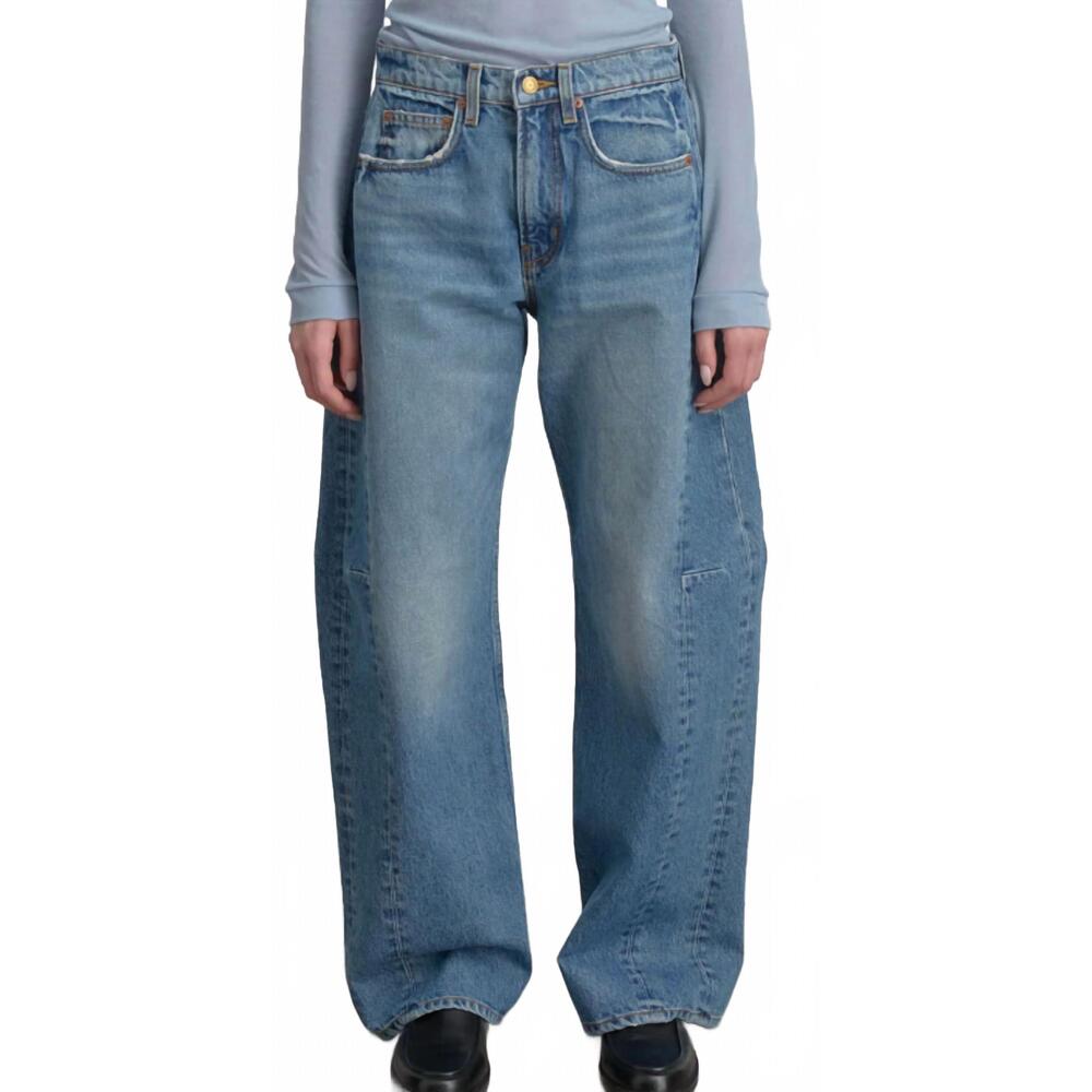 NEW B SIDES slim lasso structured barrel-leg jeans in indigo